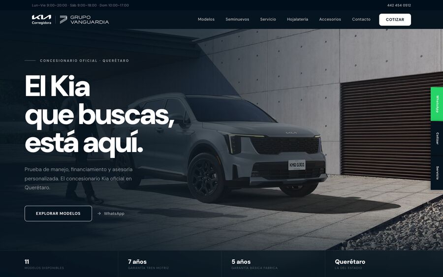 Sitio web de Kia Corregidora · Agencia de autos creado por Neruc Prime