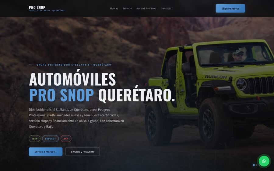 Página web de Automóviles Prosnop Querétaro · distribuidor Stellantis creada por Neruc Prime